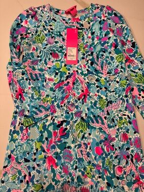 Lilly Pulitzer Multicolor Floral Print Dress - Dive Bar size S 4/5 Girls NWT